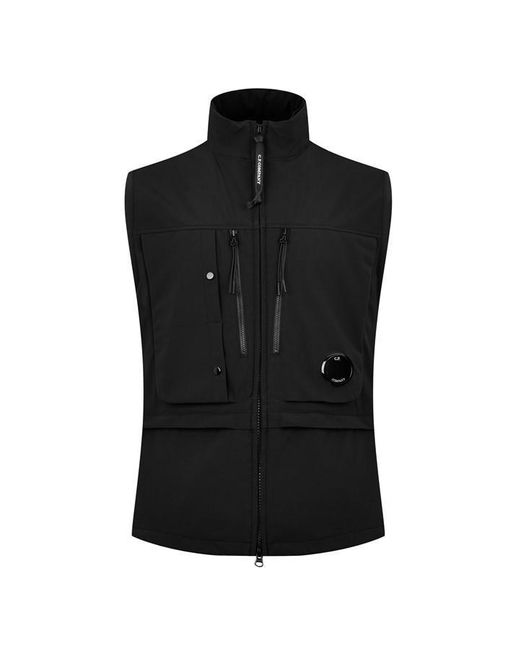 C P Company Black Shell-r Utility Vest for men