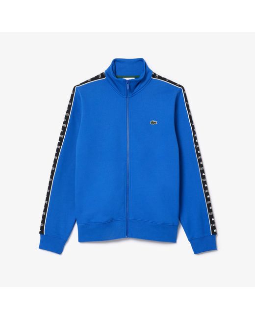 Lacoste Blue Logo Stripe Zip-Up Sweatshirt for men