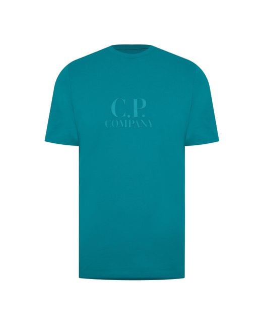 C P Company Blue Tonal Logo T Shirt for men