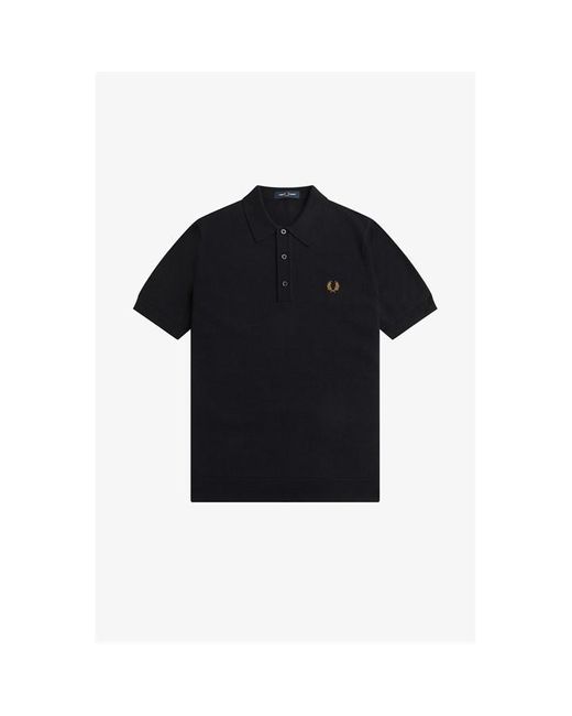 Fred Perry Black Fred Knit Ss Polo Sn42 for men