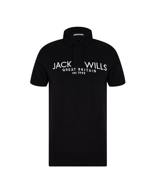 Jack Wills Black Jw Pique Polo for men