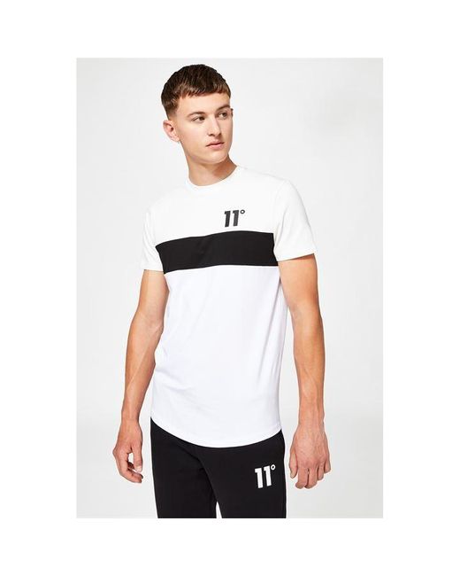 11 Degrees White Triple Panel T Shirt for men