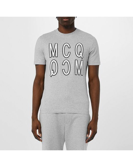 McQ Alexander McQueen White Velvet Logo T Shirt for men