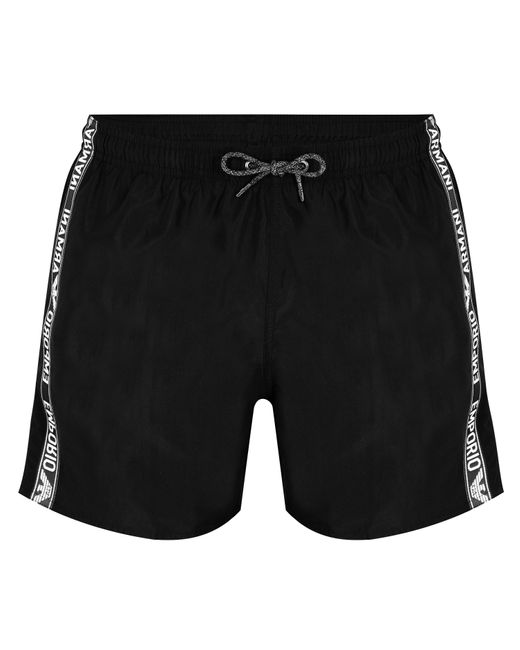 Emporio Armani Black Emporio Armani Tape Swim Shorts for men