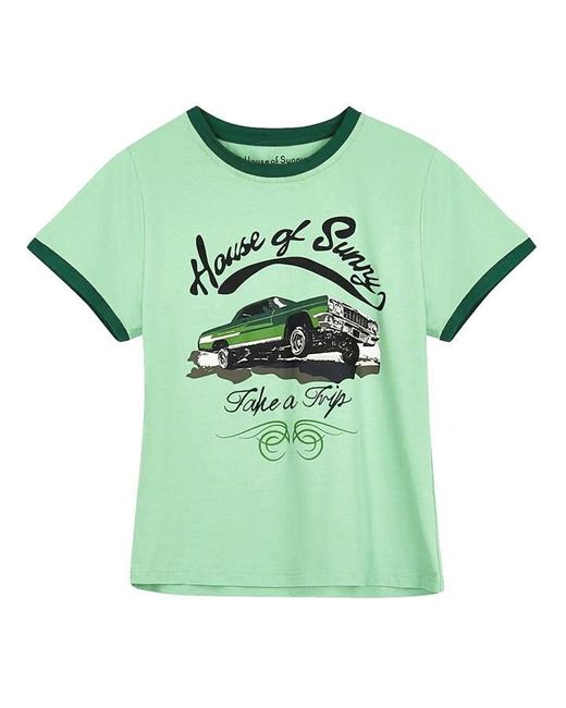House Of Sunny Green Cropped Drew T Shirt