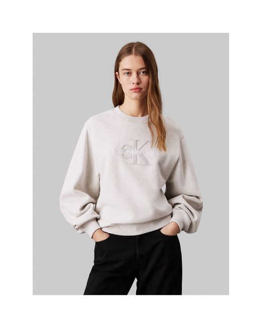 Calvin Klein White Graphic Pullover Sweater