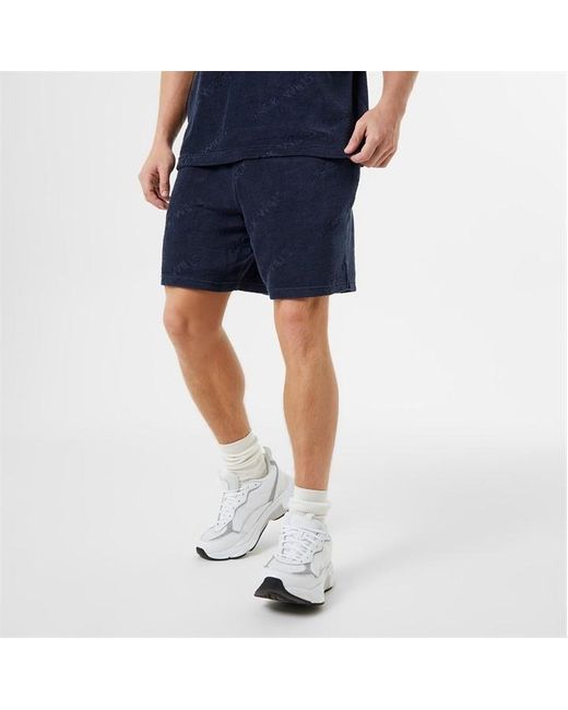 Jack Wills Blue Logo Repeat Towelling Shorts for men