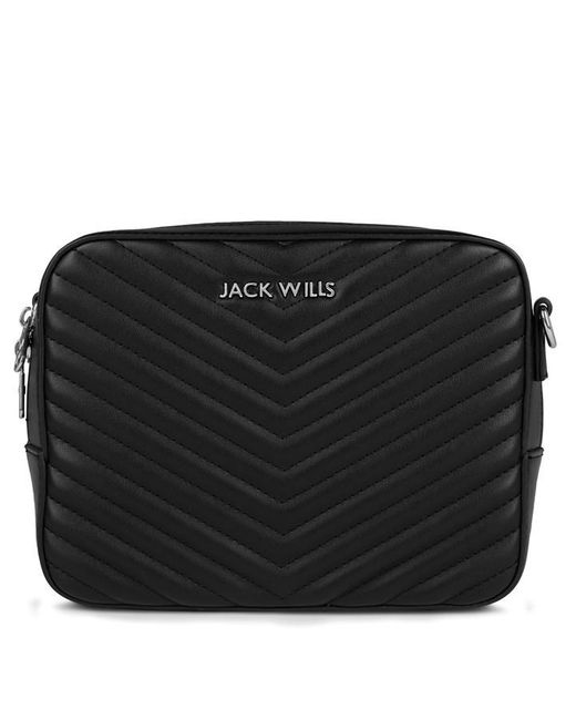 Jack Wills Black Quilted Camera Bag