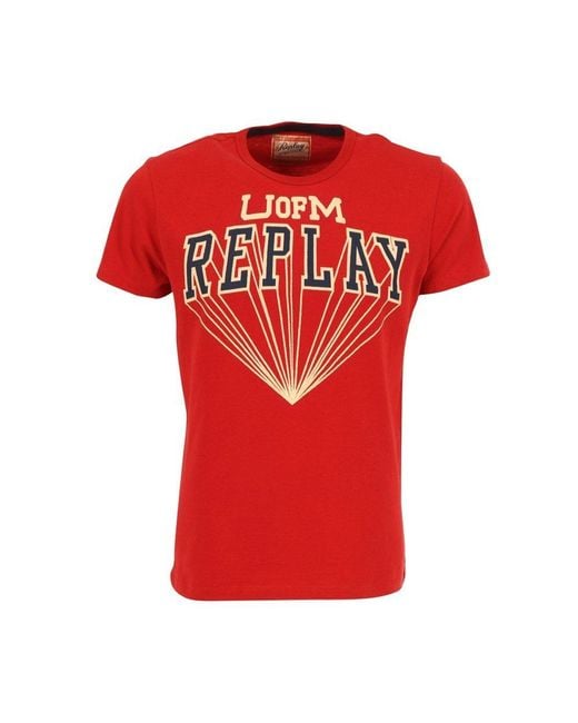 Replay Red U Of M T Shirt for men