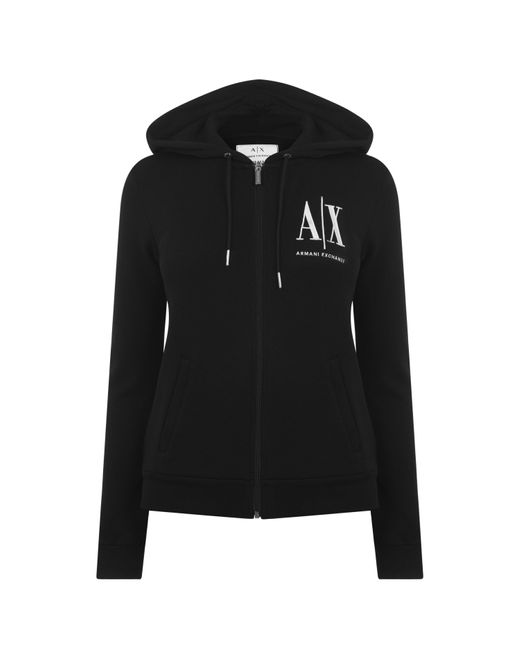 ARMANI EXCHANGE Black Icon Zipped Hoodie