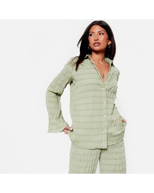 I Saw It First Green Isawitfirst Textured Oversized Shirt Co Ord