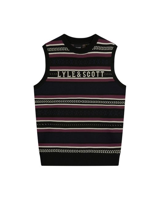 Lyle & Scott Black Glen Fair Isle Vest for men