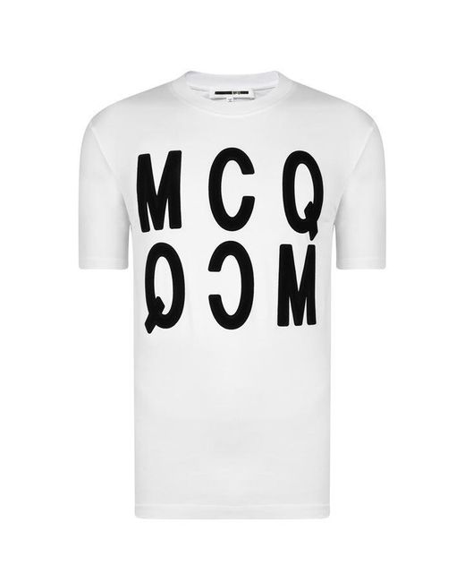 McQ Alexander McQueen Black Velvet Logo T Shirt for men