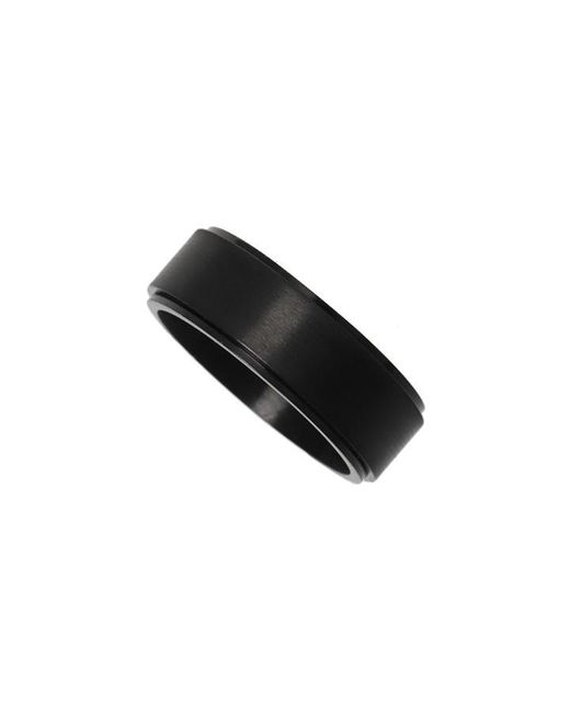 Fabric Black Stainless Steel Spinner Ring for men