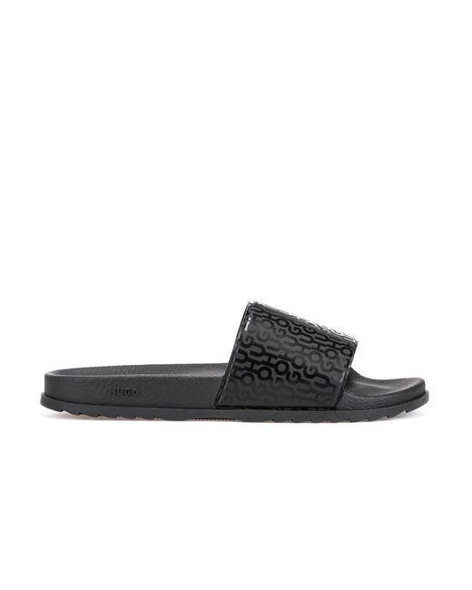 HUGO Black Aop Matching Pool Slides for men