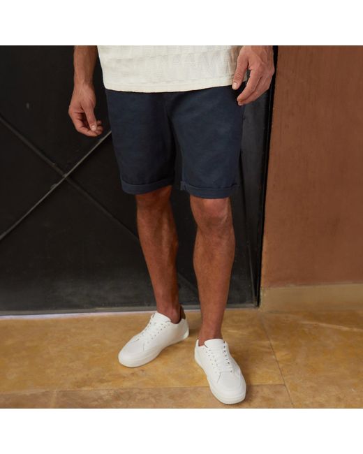 Threadbare Blue Overdyed Denim Shorts With Stretch for men