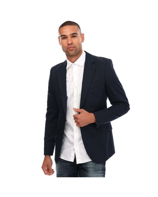 Ted Baker Blue Shakerj Slim Fit Cotton Linen Jacket for men