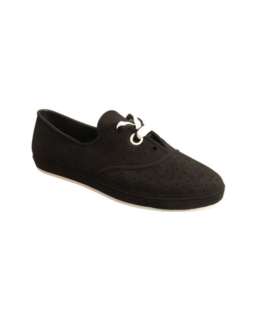 Mel Black Lime Flock Lace Casual Shoes