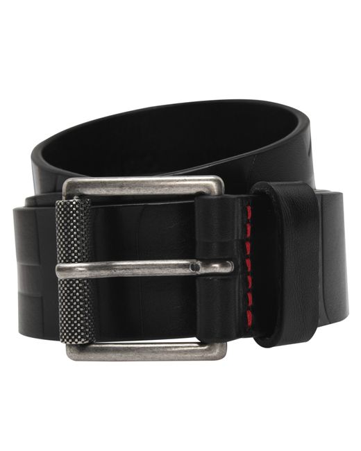 HUGO Black Leather Belt for men