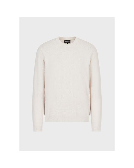 Emporio Armani White Emporio Crew Sweater for men