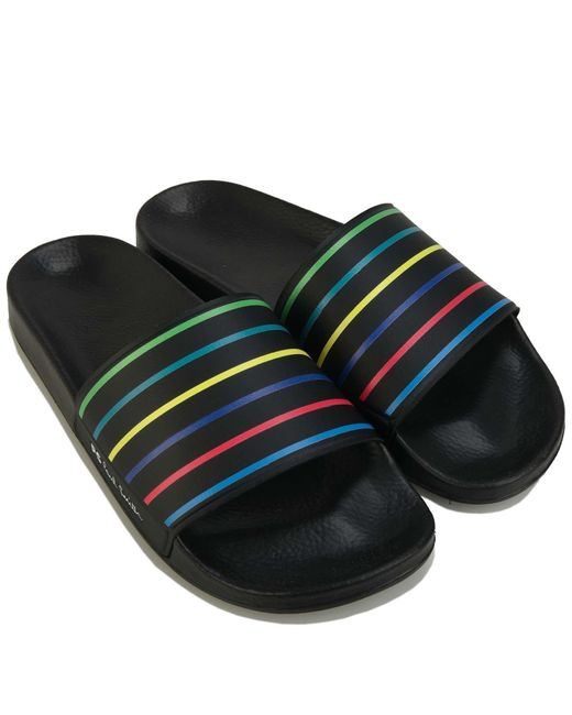 Paul Smith Black Nyro Striped Sliders for men