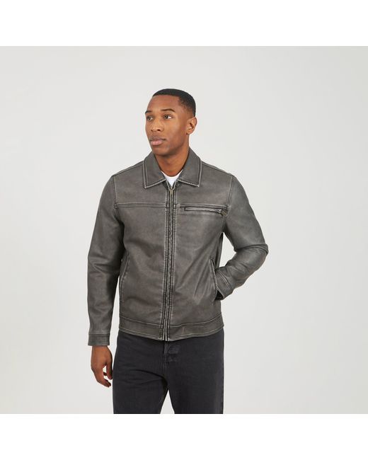 Brave Soul Gray Zip Through Pu Jacket for men