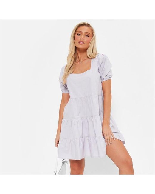 I Saw It First White Puff Sleeve Tiered Smock Dress