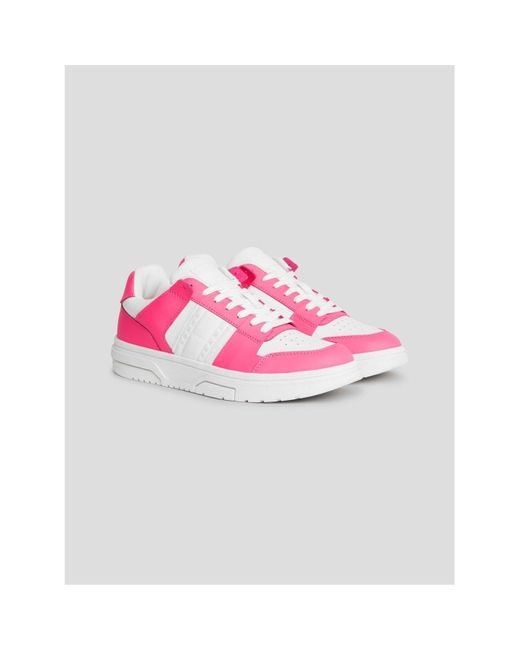 Tommy Hilfiger Pink Leather Skate Trainers