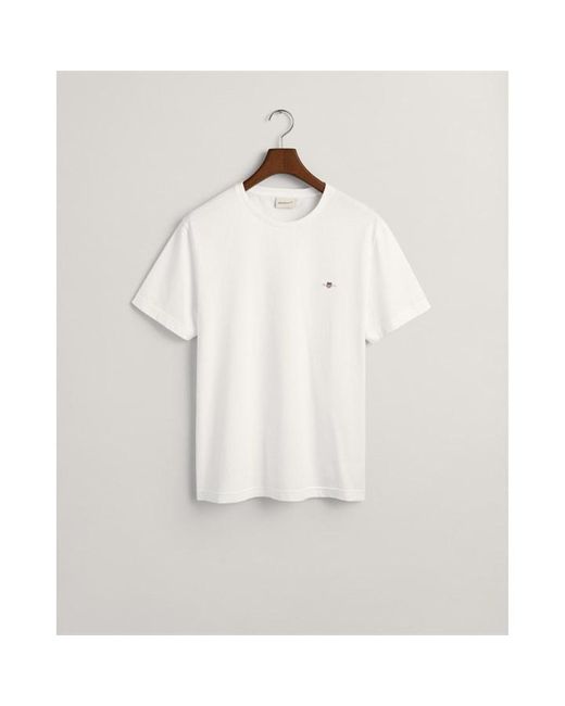 Gant White Regular Fit Shield T-shirt for men