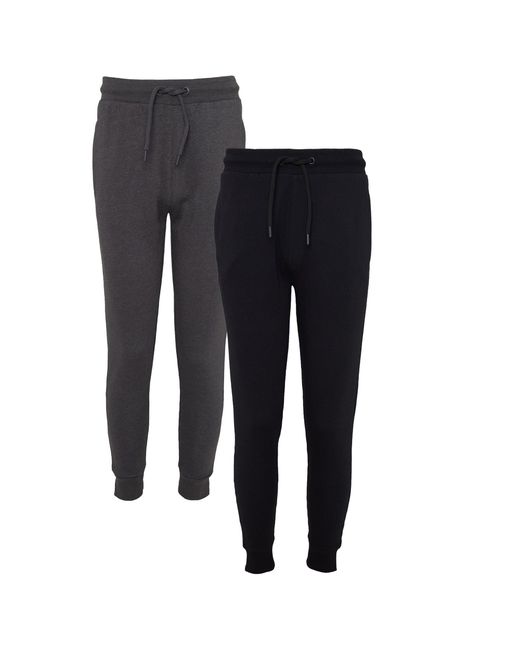 Threadbare Black 2 Pack Regular Fit Joggers for men