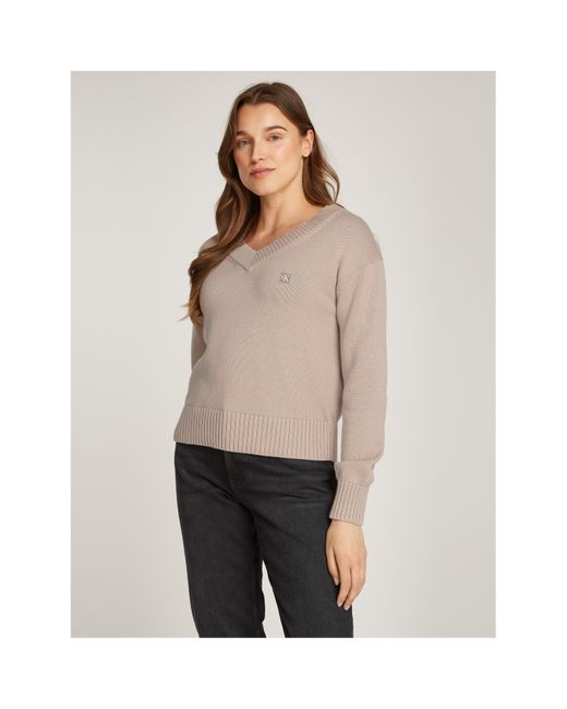 Calvin Klein Gray V Neck Pullover Sweater