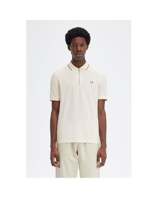 Fred Perry White Fred Crepe Zip Polo Sn43 for men