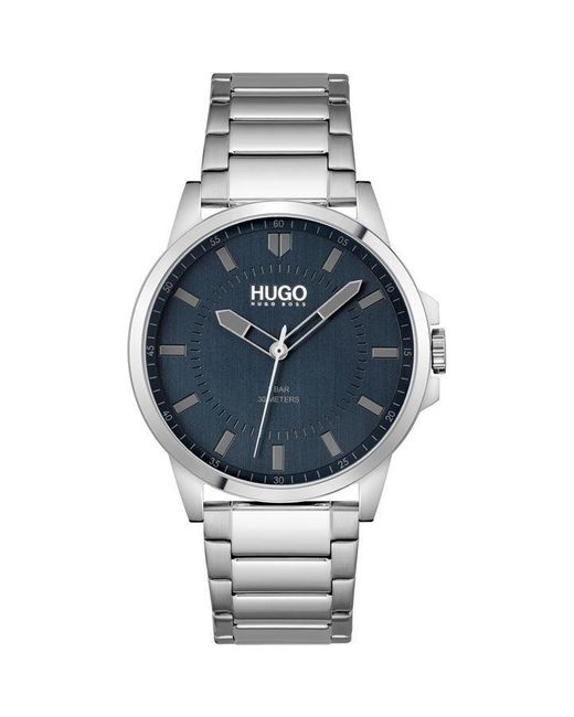 HUGO Metallic Gents First Stainless Steel Blue Dial Watch for men