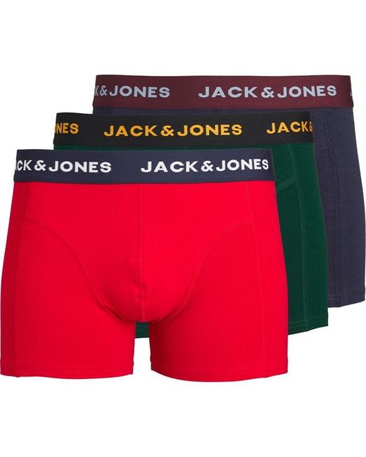 Jack & Jones Red James 3-pack Boxer Trunk for men