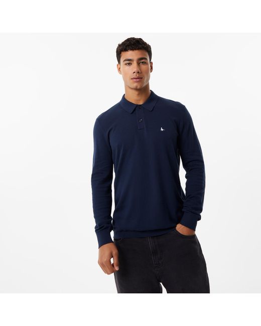 Jack Wills Blue Jw Long Sleeve Knitted Polo for men