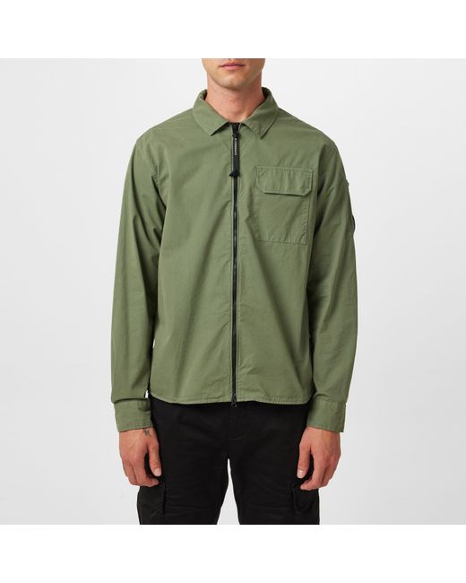 C P Company Green Zipped Overshirt for men