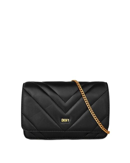 DKNY Black Vivian Medium Chevron Crossbody Bag