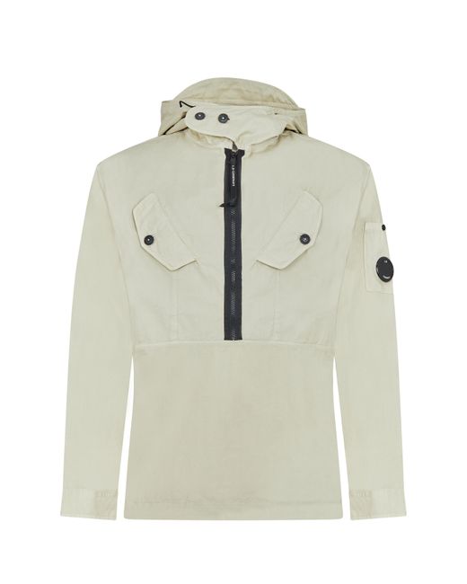 C P Company Gray Hooded Zip Overshirt for men