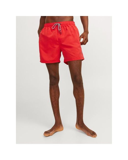 Jack & Jones Red Fiji Solid Swim Shorts for men