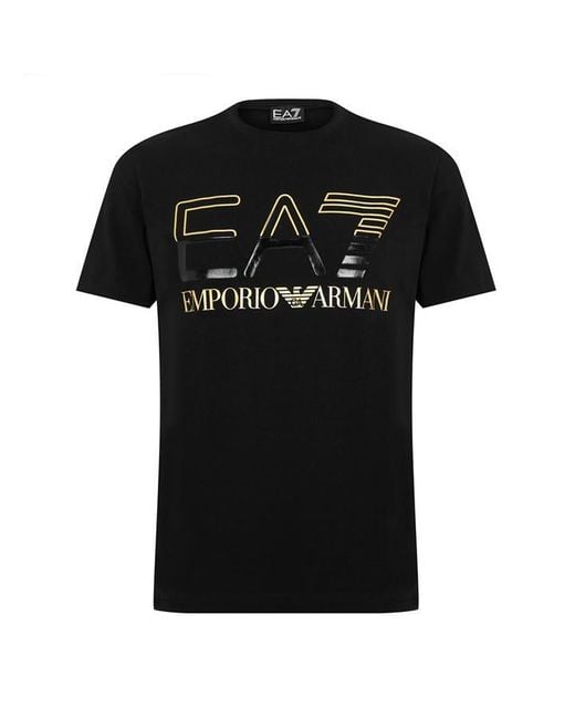 EA7 Black Printed Logo T-shirt for men