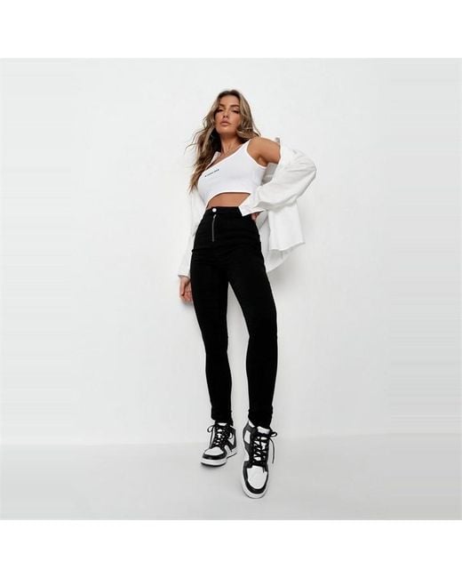 Missguided Black Tall Vice High Waisted Ankle Zip Skinny Jeans