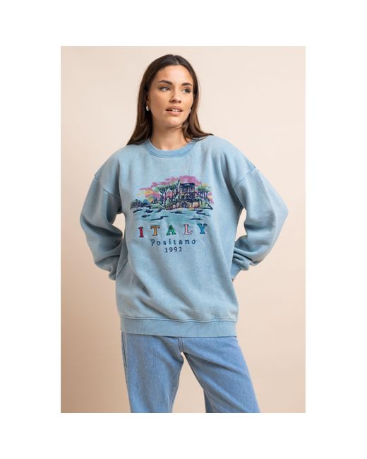 Daisy Street Blue Embr Sweat