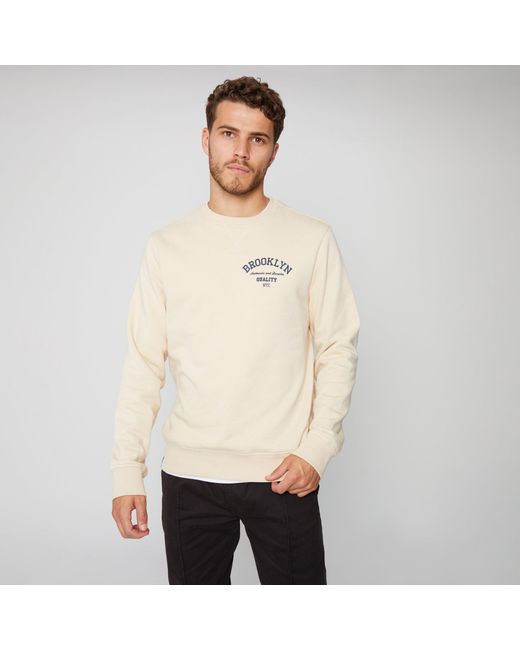 Threadbare Natural Graphic Crew Neck Sweatshirt for men