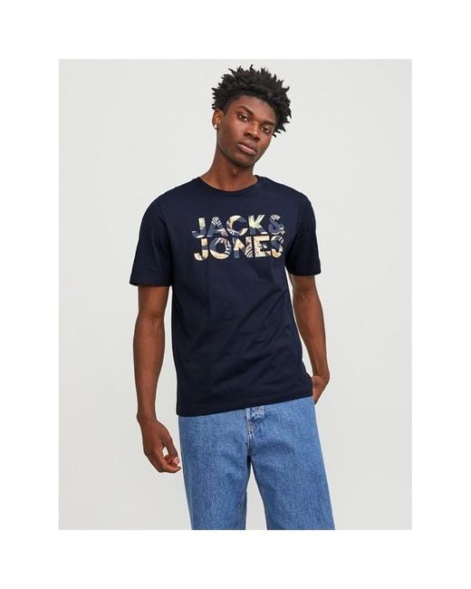 Jack & Jones Blue Jeff Logo Short Sleeve T-shirt for men