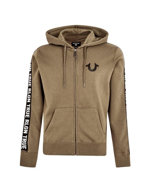 True Religion Green Arm Tape Logo Zip Hoodie for men