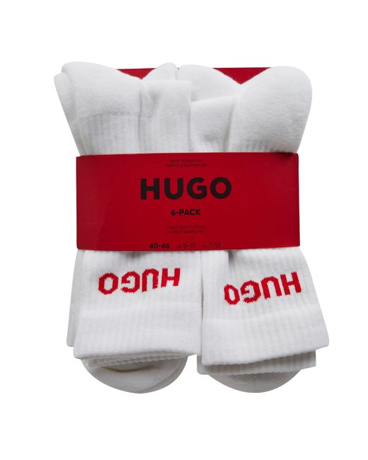 HUGO Red 6 Pack Rib Logo Socks for men