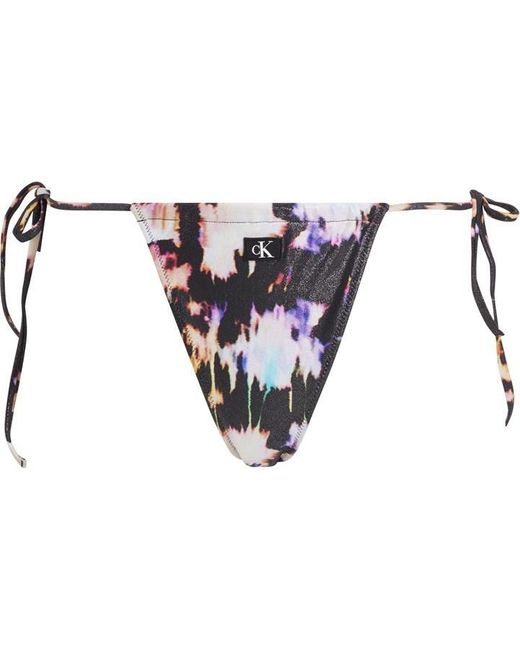 Calvin Klein Multicolor S Foil Tie Side Bikini Bottoms Euphoria Palm L