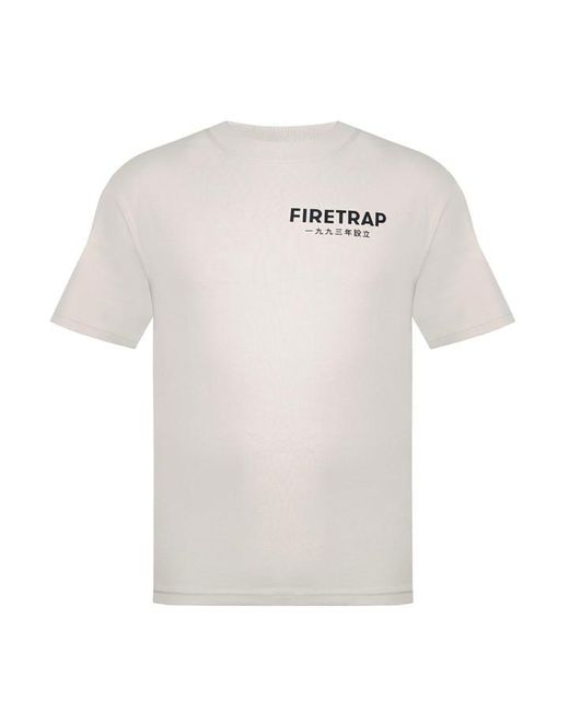 Firetrap White Large Logo T Shirt for men