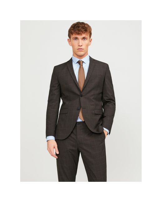 Jack & Jones Gray Checkered Blazer for men