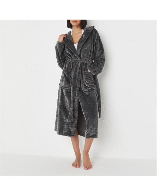 Missguided Black Fluffy Longline Dressing Gown